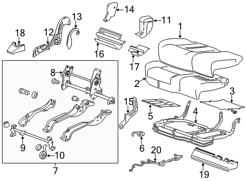 2010 Cadillac SRX Rear Seat Components Outer Finish Panel Diagram for 20778894