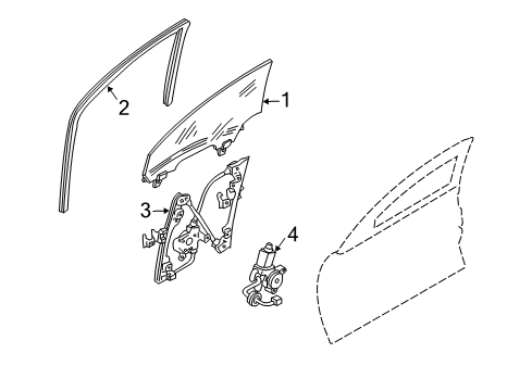 2008 Infiniti M45 Front Door Glass Run Rubber-Front Door, LH Diagram for 80331-EG000