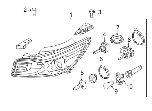 2018 Kia Sedona Bulbs Passenger Side Headlight Assembly Diagram for 92102A9400