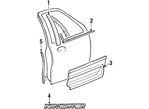 2000 Lincoln Navigator Exterior Trim - Front Door Belt Weatherstrip Diagram for YL7Z-7821453-AA