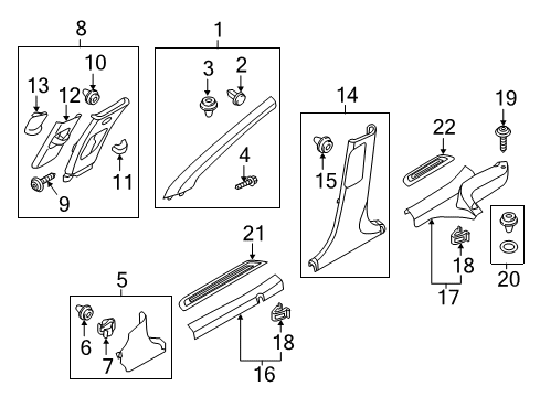 2018 Hyundai Elantra GT Interior Trim - Pillars, Rocker & Floor Trim Assembly-Front Pillar RH Diagram for 85820-G3000-XUG