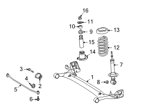 2013 Toyota Corolla Rear Suspension Components, Stabilizer Bar Shock Diagram for 48530-02B30