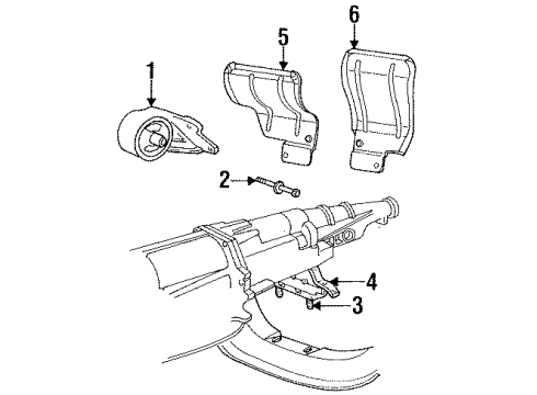 1998 Dodge Ram 1500 Engine & Trans Mounting INSULATOR-Engine Mount Diagram for 52019982AB