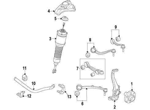 2015 Hyundai Equus Front Suspension Components, Lower Control Arm, Upper Control Arm, Ride Control, Stabilizer Bar Strut Assembly, Front, Left Diagram for 54605-3N530
