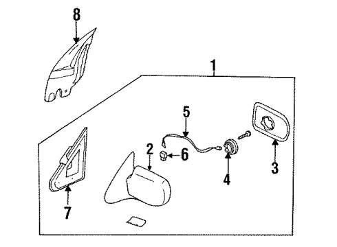 1993 Nissan Quest Outside Mirrors Glass-Mirror, LH Diagram for 96366-0B000