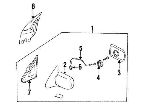 1993 Nissan Quest Outside Mirrors Kit Mirror ASY R/V Diagram for 96301-0B025