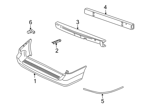 2004 Ford Freestar Rear Bumper Cover Molding Diagram for 3F2Z-17K831-AAA
