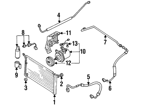 1991 Nissan D21 A/C Condenser, Compressor & Lines Tube-Front Cooler, Low Diagram for 92450-86G00