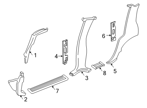 2006 Chevrolet Suburban 1500 Interior Trim - Pillars, Rocker & Floor Center Pillar Retainer Diagram for 11609683