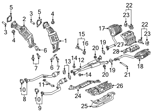 2017 Genesis G90 Exhaust Components Gasket-Exhaust Pipe Diagram for 28751-2B350