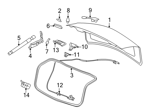 2014 Cadillac CTS Trunk Lid Trunk Lid Diagram for 25971366