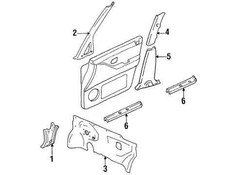 1990 Nissan Axxess Interior Trim - Pillars, Rocker & Floor Garnish-Windshield Pillar RH Diagram for 76911-30R00