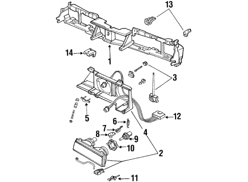 1988 Pontiac 6000 Headlamps Capsule Assembly Diagram for 16506056