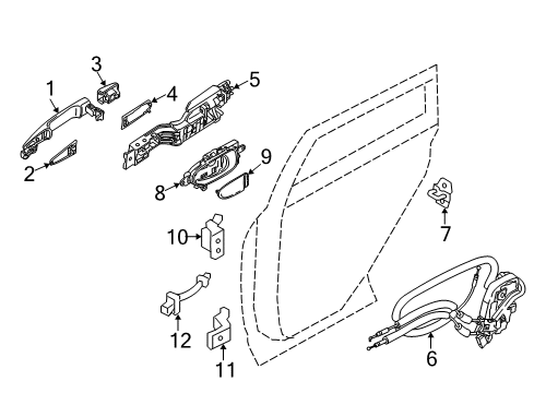 2014 Nissan Murano Rear Door Rear Door Lock Actuator Motor, Left Diagram for 82501-1AA0A