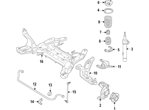 2020 BMW X1 Front Suspension Components, Lower Control Arm, Ride Control, Stabilizer Bar FRONT RIGHT SPRING STRUT Diagram for 31316882850