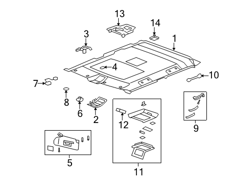 2009 Hummer H2 Interior Trim - Roof Retainer-Roof Rear Console Diagram for 25995622