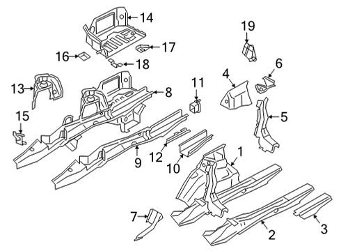 2022 BMW 430i xDrive Rear Floor & Rails Mount, Bumper Left Diagram for 41007413085