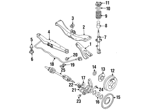 1988 Nissan Stanza Rear Suspension Components, Axle Shaft, Carrier & Components, Lower Control Arm, Stabilizer Bar & Components Insulator Diagram for 55466-31L01