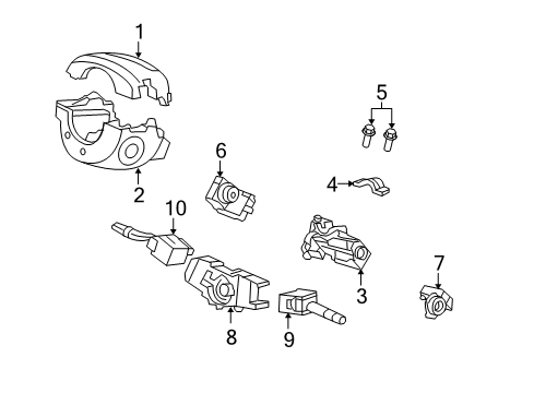2013 Honda Fit Ignition Lock Lock Assy., Steering Diagram for 06351-TF0-A01