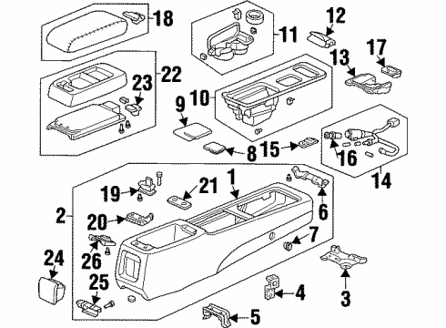 1996 Acura TL Center Console Outer, Front Ashtray Diagram for 77720-SW5-A01