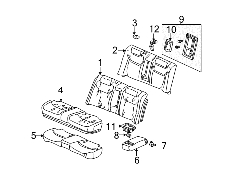 2003 Acura TL Rear Seat Components Pad & Frame, Rear Seat-Back Diagram for 82122-S0K-A71