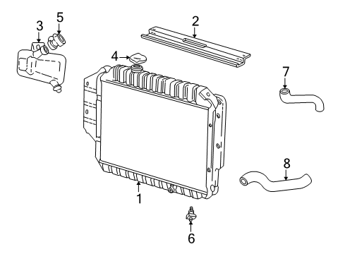 2001 Ford E-250 Econoline Radiator & Components Upper Hose Diagram for YC2Z-8260-AA