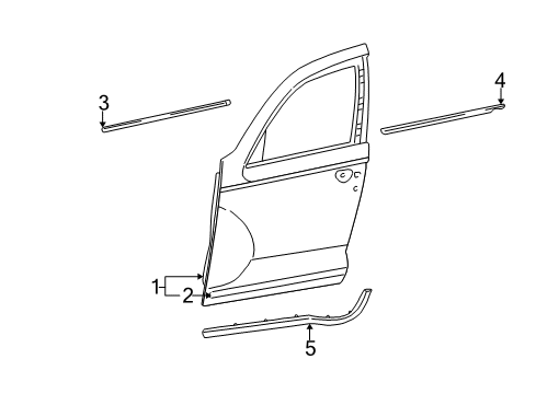 2001 Chrysler PT Cruiser Front Door WEATHERSTRIP-SILL Front Secondary Diagram for 4724768AC