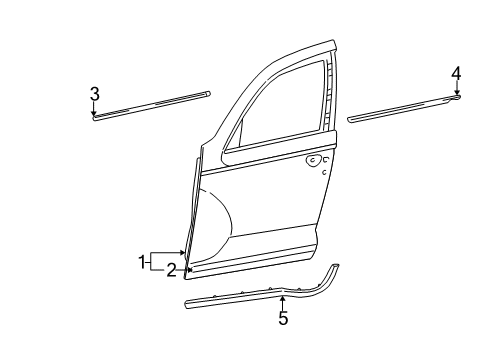 2008 Chrysler PT Cruiser Front Door Strip-Door Lower Secondary Diagram for 5152096AA