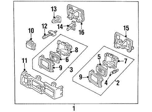 1992 Pontiac Grand Prix Bulbs Pivot Asm, Headlamp Horizontal High-Beam Diagram for 16516406