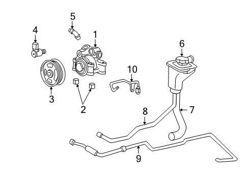 2005 Ford Thunderbird P/S Pump & Hoses, Steering Gear & Linkage Reservoir Hose Diagram for XW4Z-3691-BA