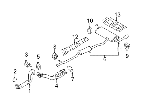 2010 Nissan Rogue Exhaust Components Exhaust, Main Muffler Assembly Diagram for 20100-JM30C