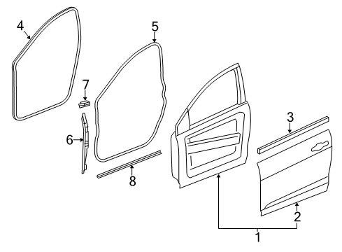 2015 Chrysler 200 Front Door WEATHERSTRIP-Front Door Opening Diagram for 68144959AC