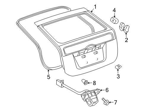 2008 Toyota Prius Parking Aid Lift Gate Weatherstrip Diagram for 67881-47012