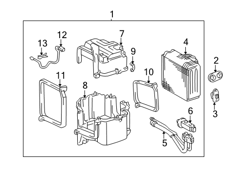 2000 Toyota Tundra Air Conditioner Evaporator Assembly Diagram for 88510-0C020