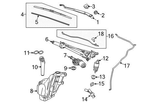 2016 Chevrolet Malibu Limited Wiper & Washer Components Washer Hose Diagram for 20910500