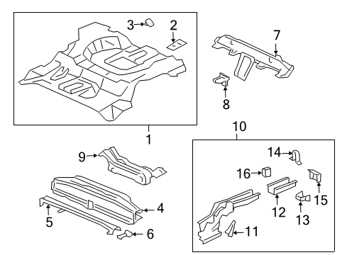 2005 Honda Civic Rear Body - Floor & Rails Bracket A, Muffler Mounting Diagram for 65524-SR3-300ZZ