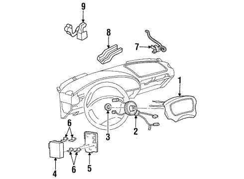 1994 Oldsmobile Achieva Air Bag Components Sensor Asm-Inflator Restraint Front End Sheet Metal Diagram for 16176239