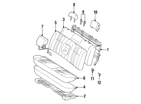 1993 Toyota T100 Front Seat Components Cushion Diagram for 71511-34020