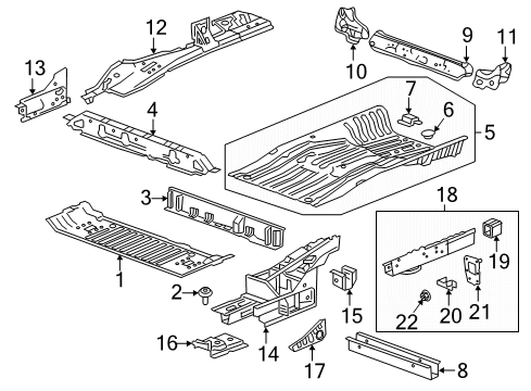 2020 GMC Terrain Rear Body - Floor & Rails Lower Rail Assembly Anchor Plate Diagram for 84197113