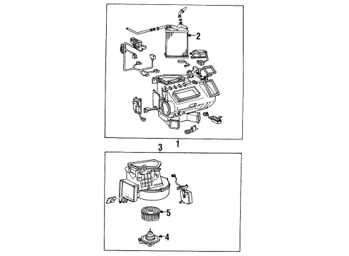 1992 Toyota Supra Blower Motor & Fan Unit Sub-Assy, Heater Radiator Diagram for 87107-14170