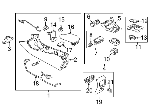 2019 Infiniti QX30 A/C & Heater Control Units Finisher-A/T Indicator, Console Diagram for 96941-5DF2B