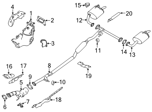 2022 Nissan Altima Exhaust Components THREE WAY CATALYTIC CONVERTER Diagram for 208A2-6CV0B