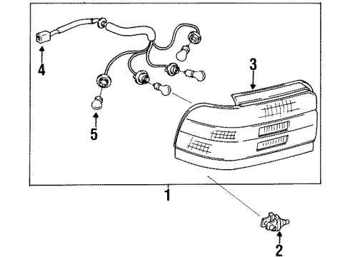 1994 Toyota Corolla Tail Lamps Socket & Wire Rear Com Diagram for 81555-1A830