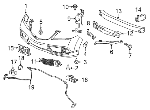 2016 Acura RDX Parking Aid Cover Assembly, Parking Sensor (Bumper Dark Gray) (Front ) (R) Diagram for 39684-TX4-A01ZB