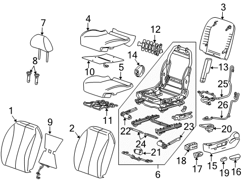 2010 Pontiac G6 Front Seat Components Cable Diagram for 22733631