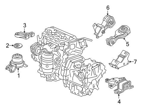 2017 Honda HR-V Engine & Trans Mounting Rubber, Engine Side Mounting Diagram for 50825-T5A-003