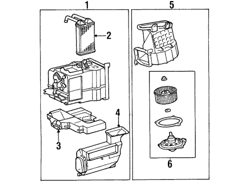 1997 Toyota Tercel Heater, Blower Motor & Fan Heater Core Diagram for 87107-10340