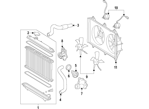 1999 Toyota Corolla Cooling System, Radiator, Water Pump, Cooling Fan Fan Motor Diagram for 16363-74360