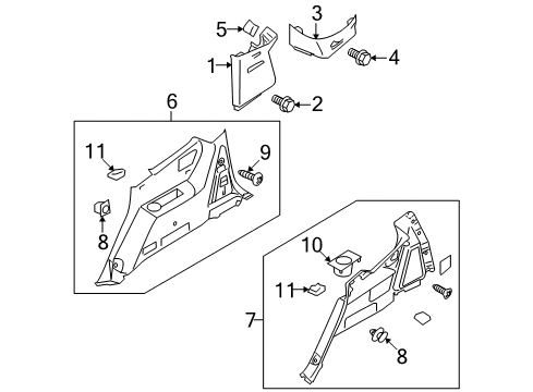 2009 Kia Borrego Interior Trim - Quarter Panels Trim Assembly-Rear Pillar Diagram for 858502J010H9