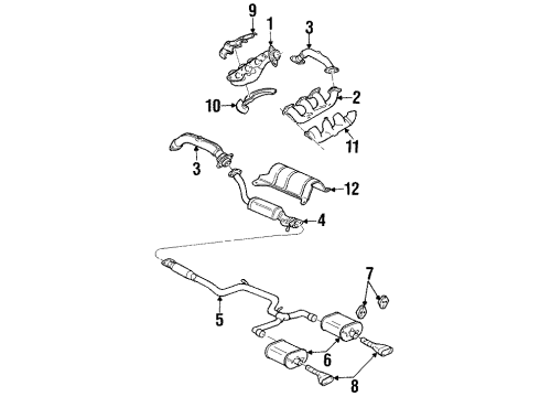 2002 Pontiac Grand Prix Exhaust Components Engine Exhaust Manifold Assembly Diagram for 24507481